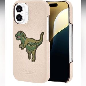 Coach Genuine Debossed Pebbled iPhone 16 Case Rexy -Ivory